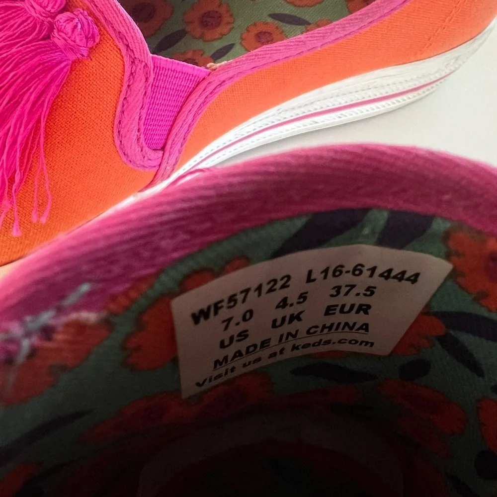 Keds X Kate Spade New YorkTriple Decker Tassel Sneaker Orange Pink, Size 7 - Picture 8 of 10